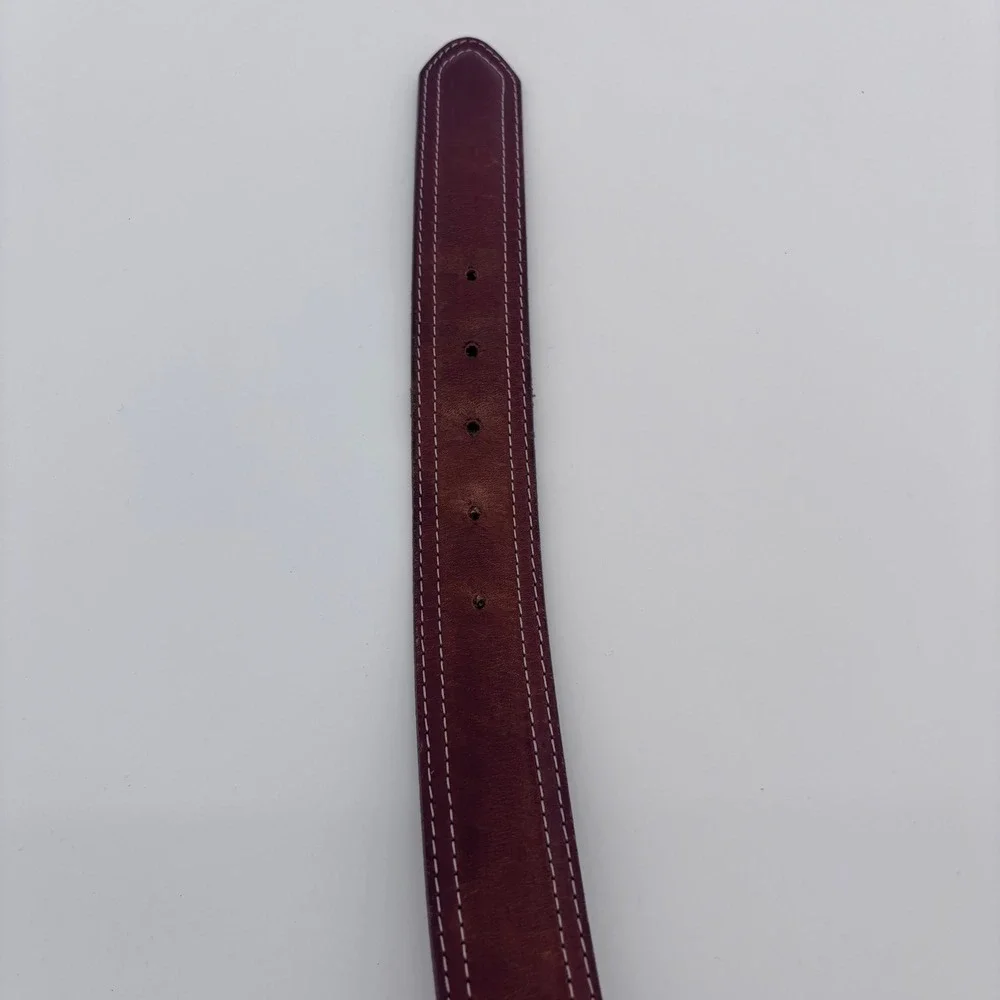 Orvis Leather Belt Mens 46 Burgundy Solid Brass‎ Buckle USA Made Rugged Heritage